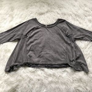 free people we the free grey wash‎ denim tunic top